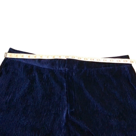 Eloquii Dark Blue Ribbed Velvet Wide Leg Pants Zip Fly Button Close US Sz 18 - Picture 5 of 9